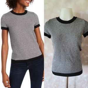 Maison Jules Ribbed Ringer Short Sleeve Sweater